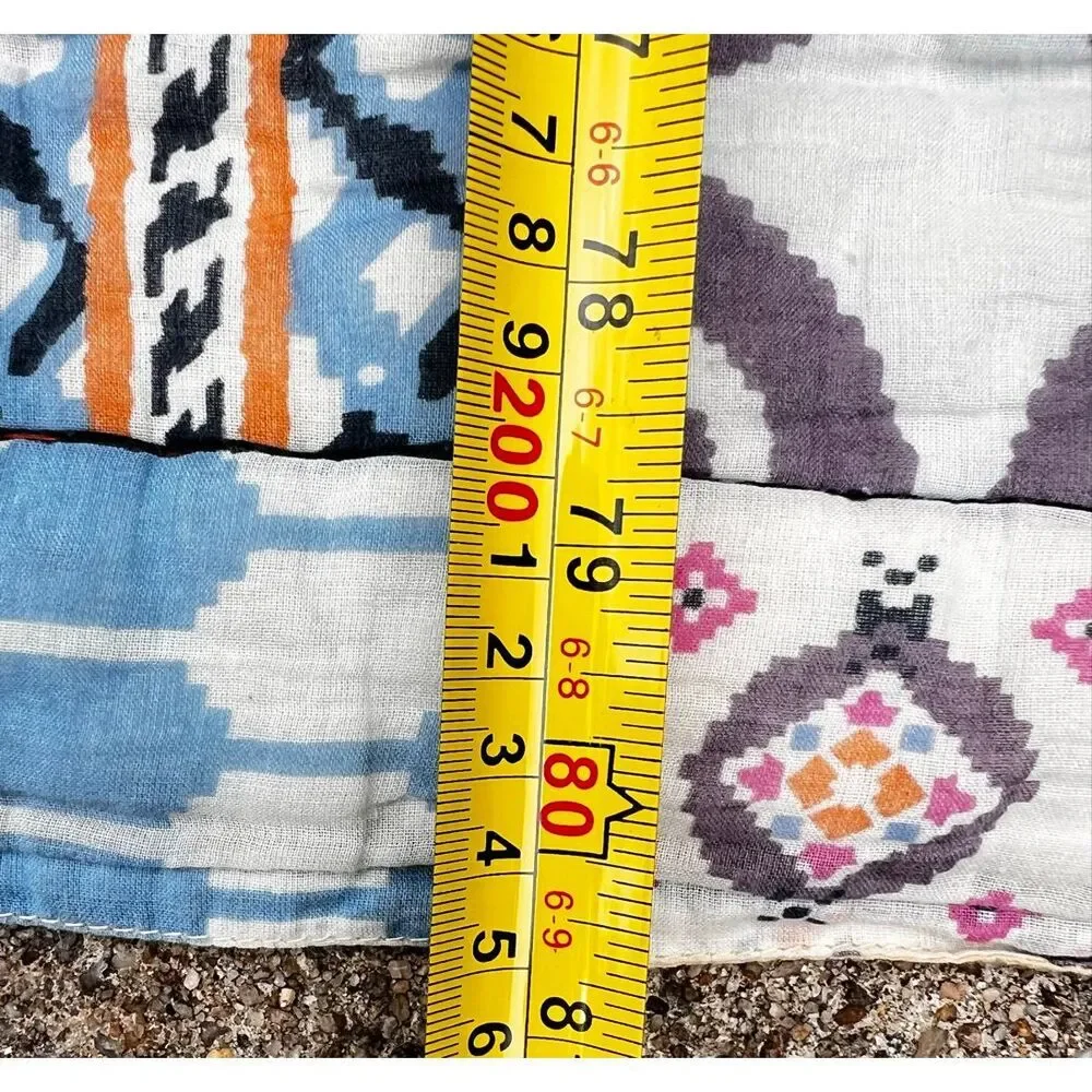 Patchwork Scrappy Quilt With Colorful Geometric Patterns Full/Double
